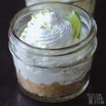 keto key lime cheesecake in a jar.