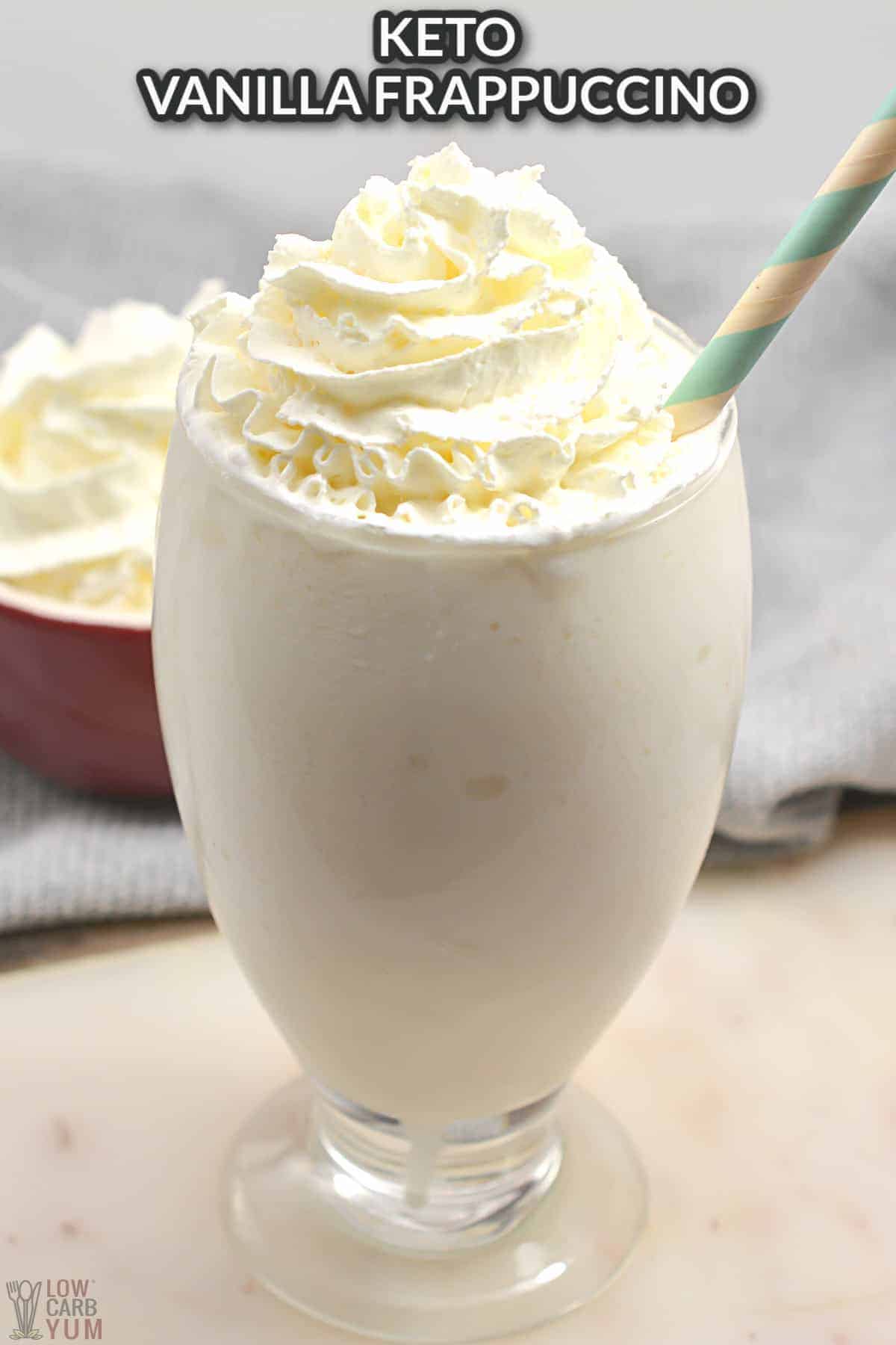 keto vanilla frappuccino with whipped cream.