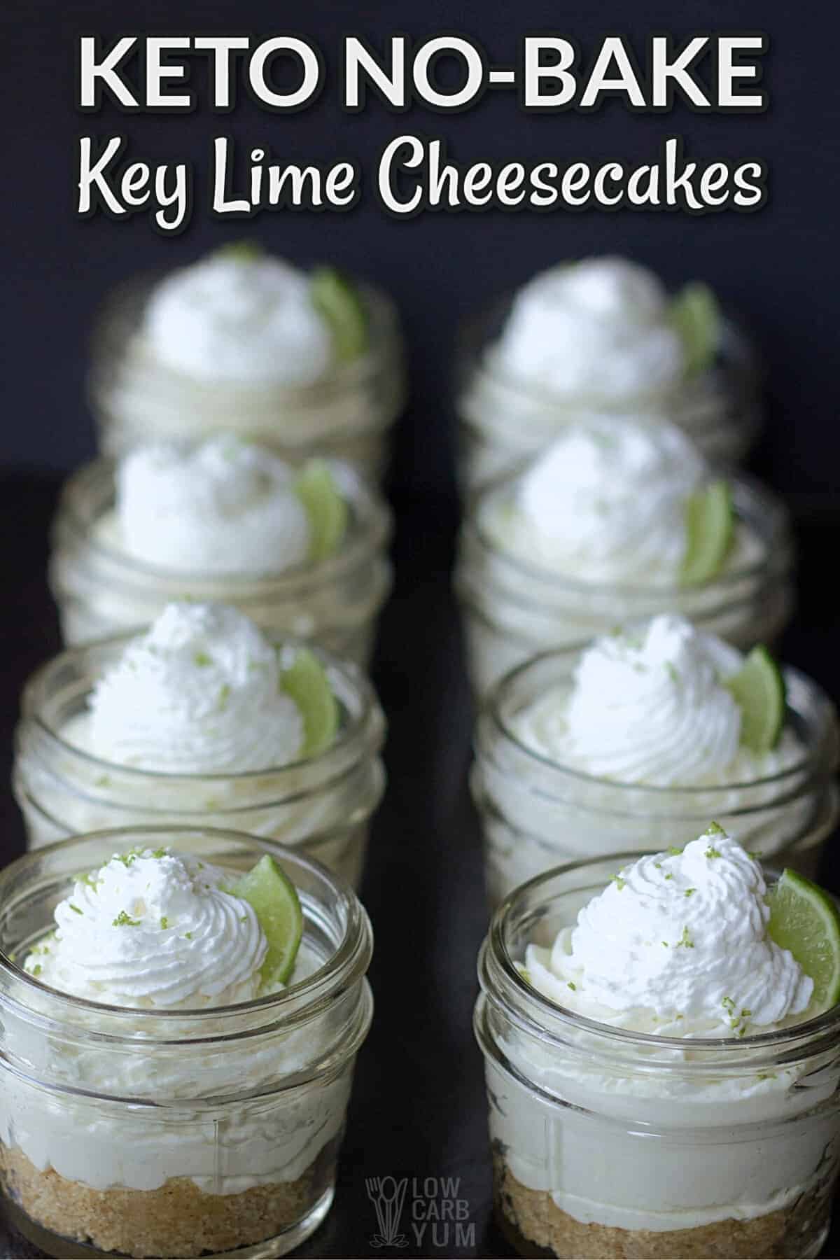 no-bake key lime pie cheesecakes with text overlay.
