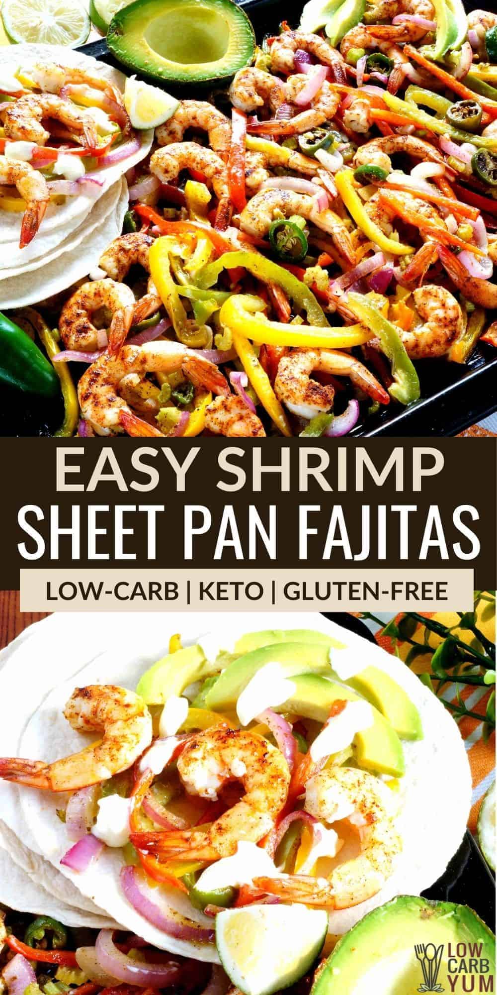 easy shrimp pan fajitas pinterest image.