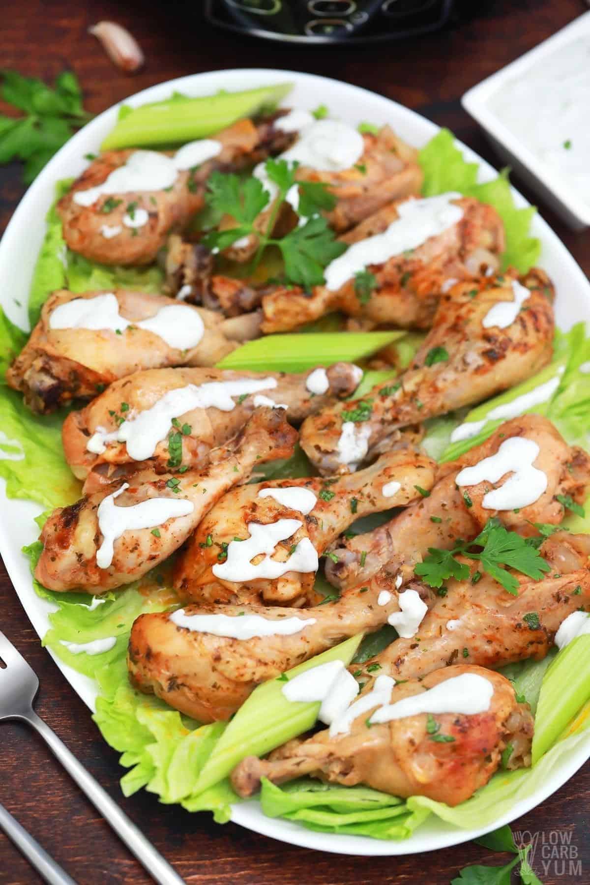 platter of slow cooker buffalo chicken.