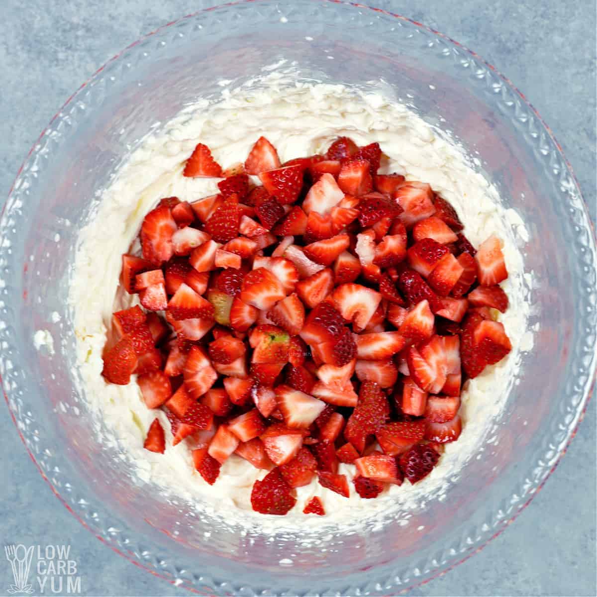 chopped strawberries added to the cream cheese mixture.