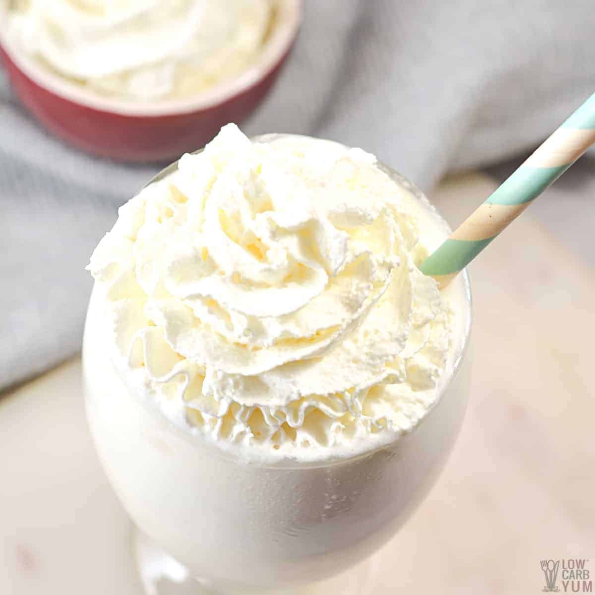 whipped cream garnish added to drink.
