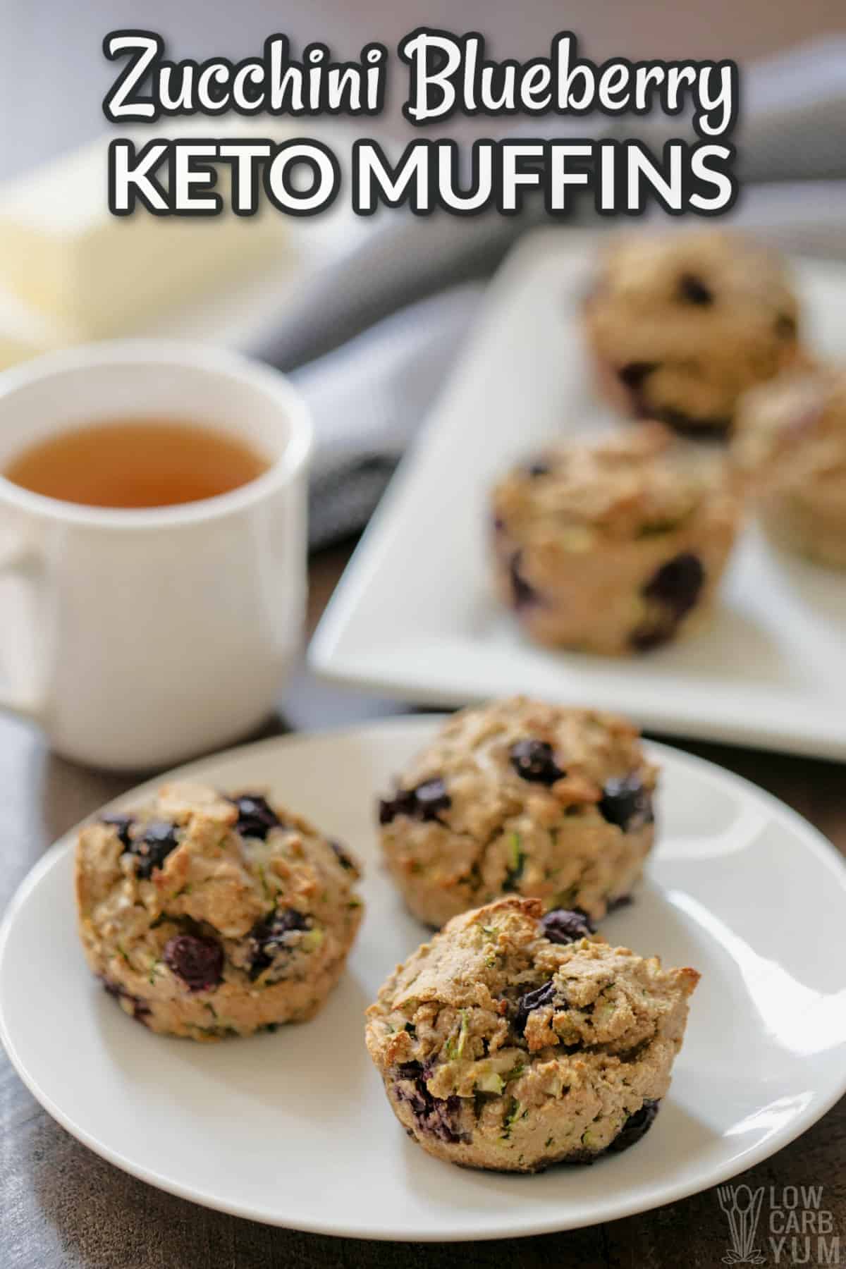 zucchini blueberry muffins with text overlay.