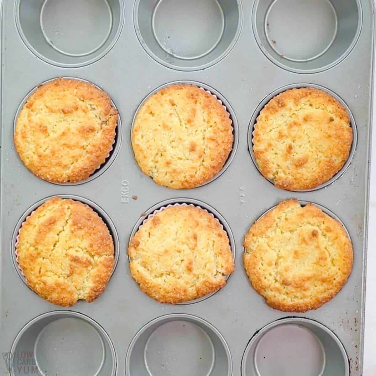 baked muffins in baking pan.