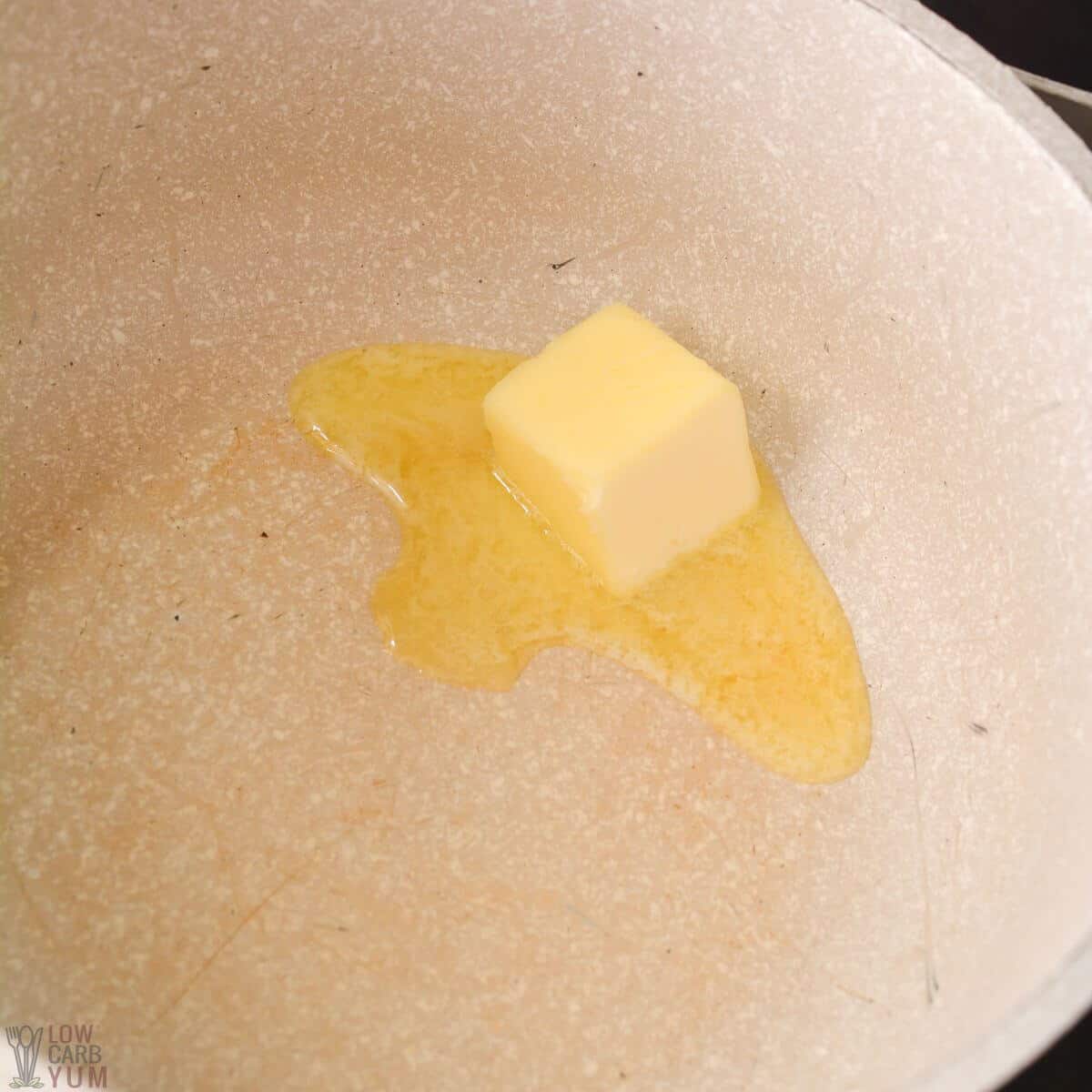 butter in skillet.