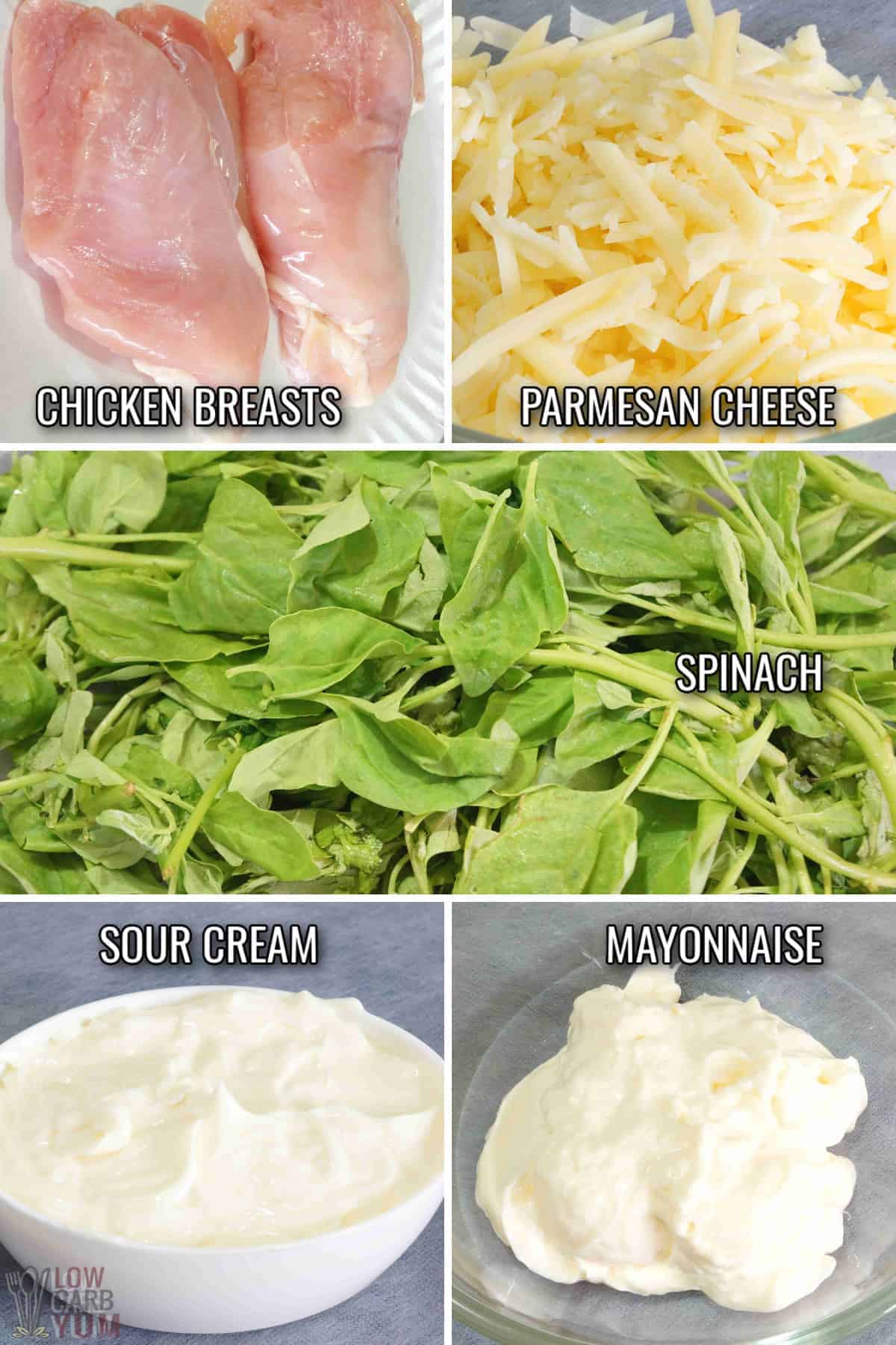 ingredients for chicken florentine casserole.