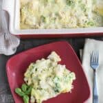 overhead of healthy chicken tetrazzini.