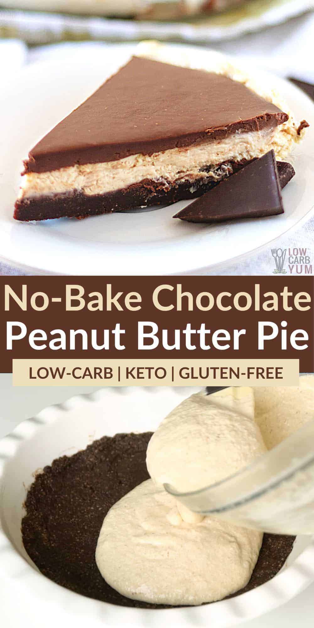 no bake chocolate peanut butter pie pinterest image.