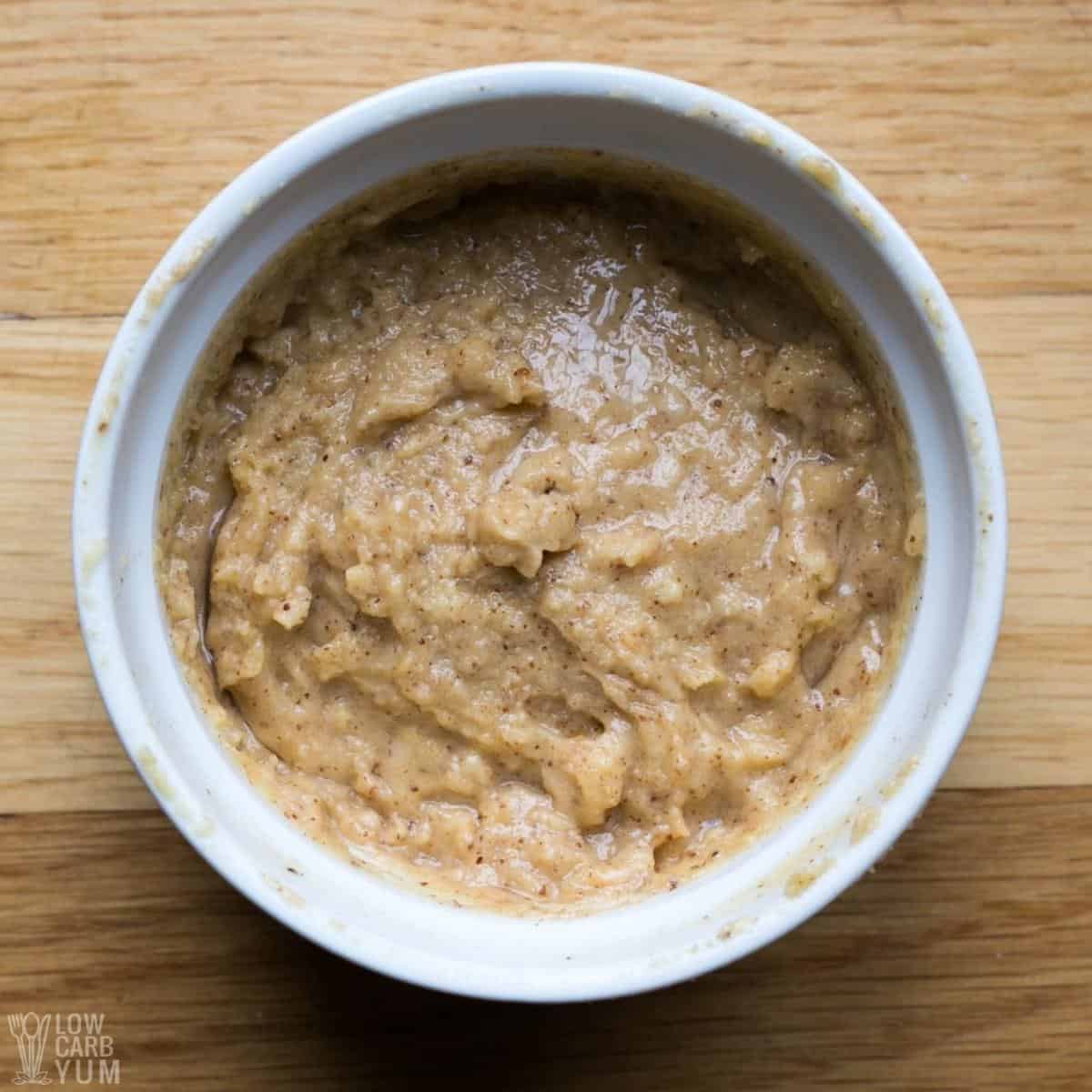 english muffin batter in ramekin.