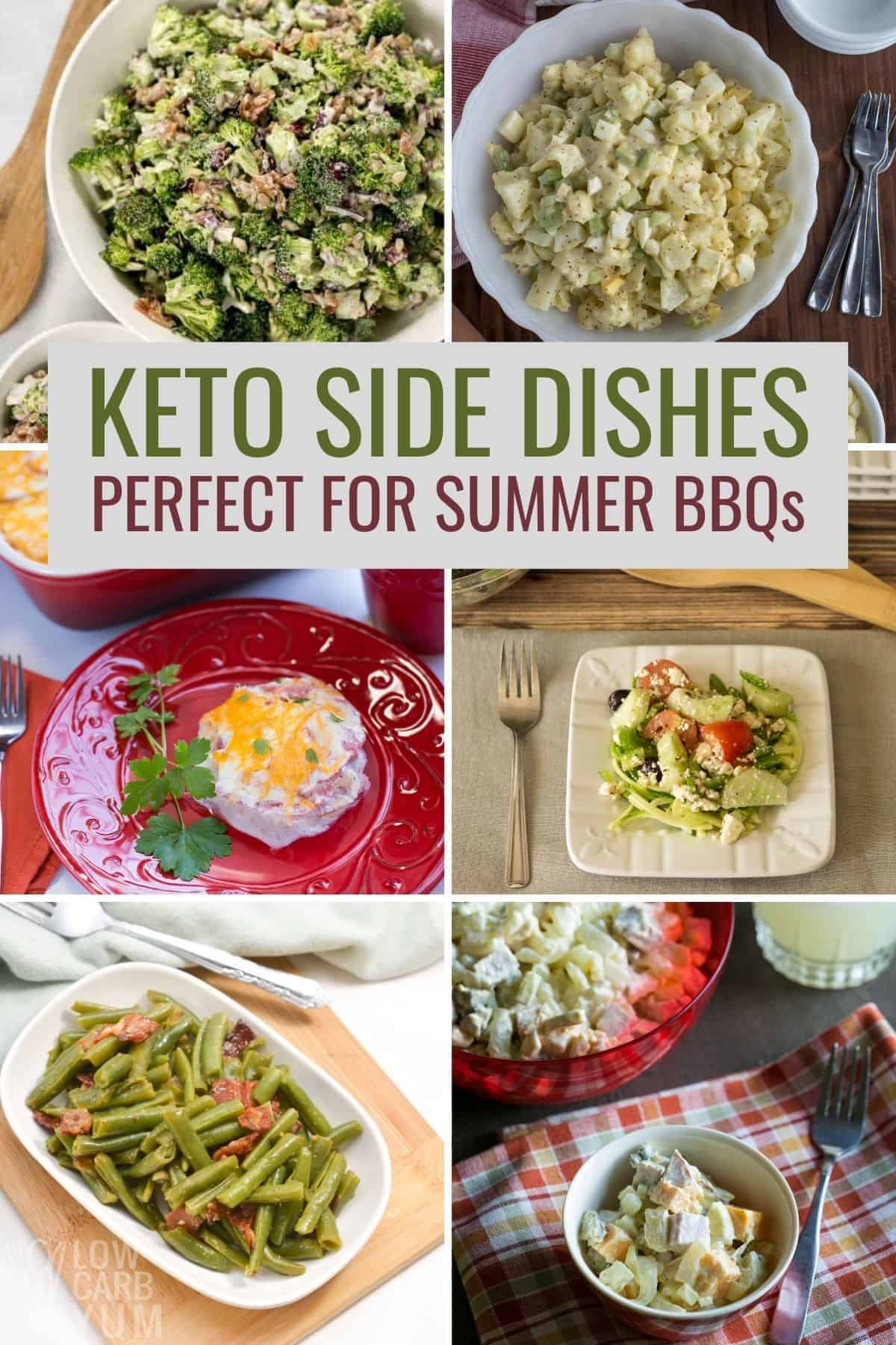 keto side dishes for summer BBQs Pinterest image.
