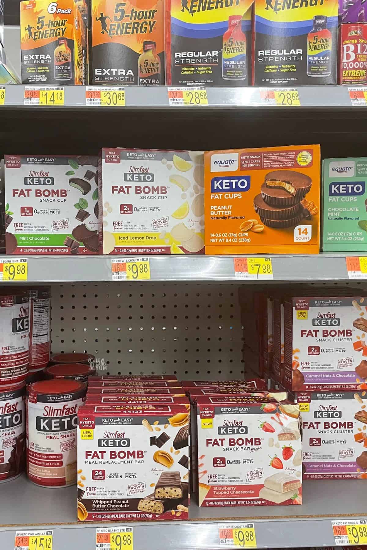 keto slimfast and equate snacks at walmart.