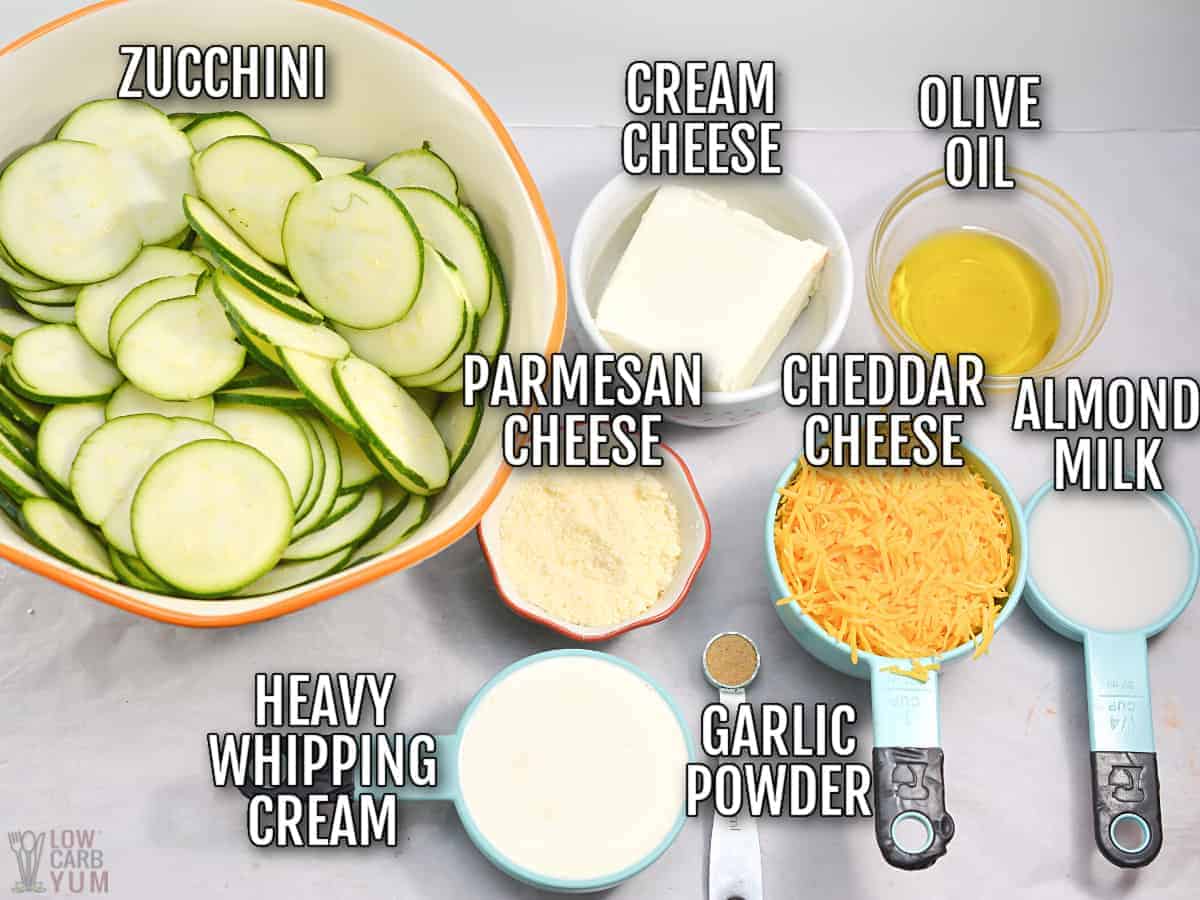 ingredients for the scalloped zucchini recipe.