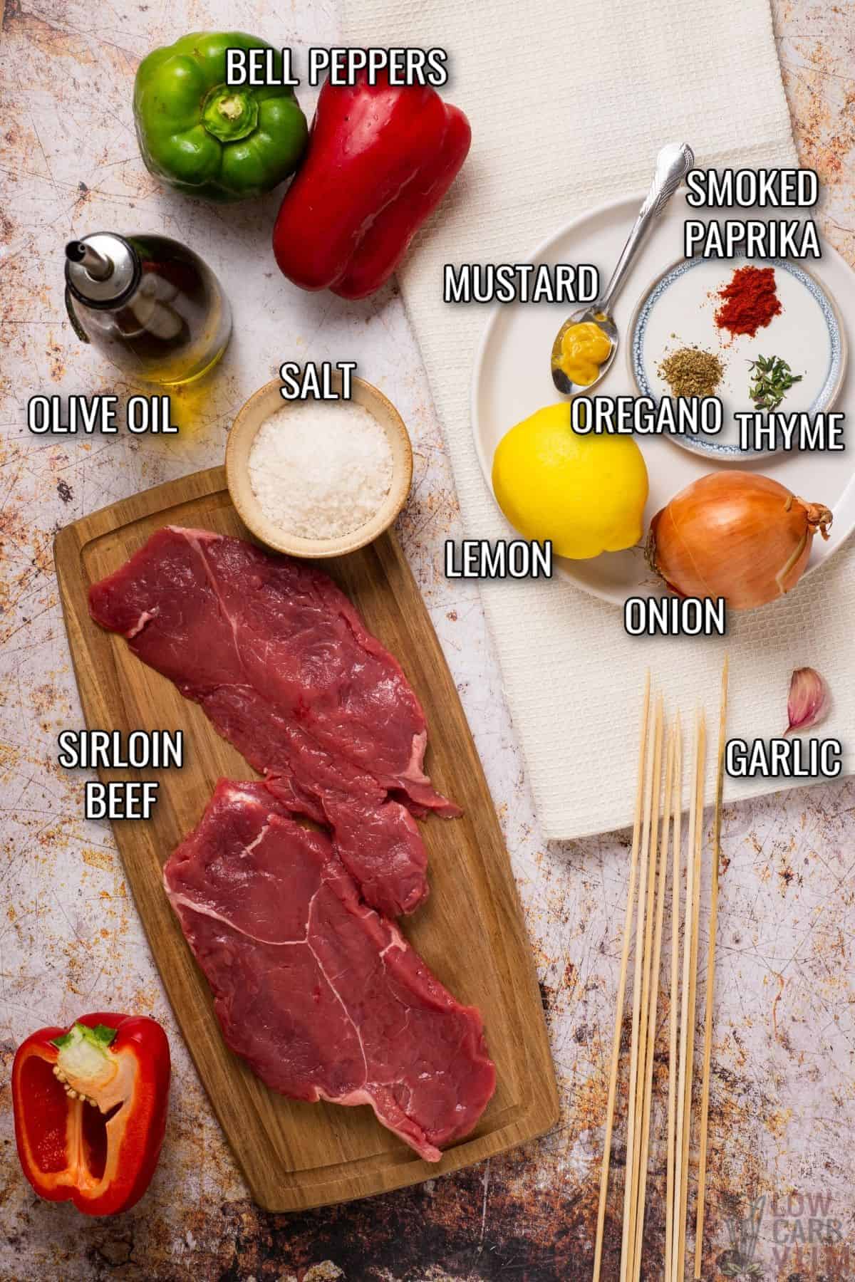 ingredients for souvlaki beef recipe.