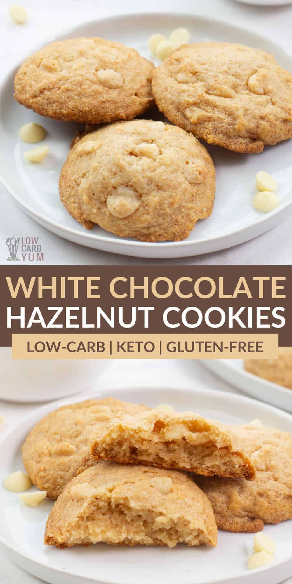 white chocolate hazelnut cookies pinterest image.