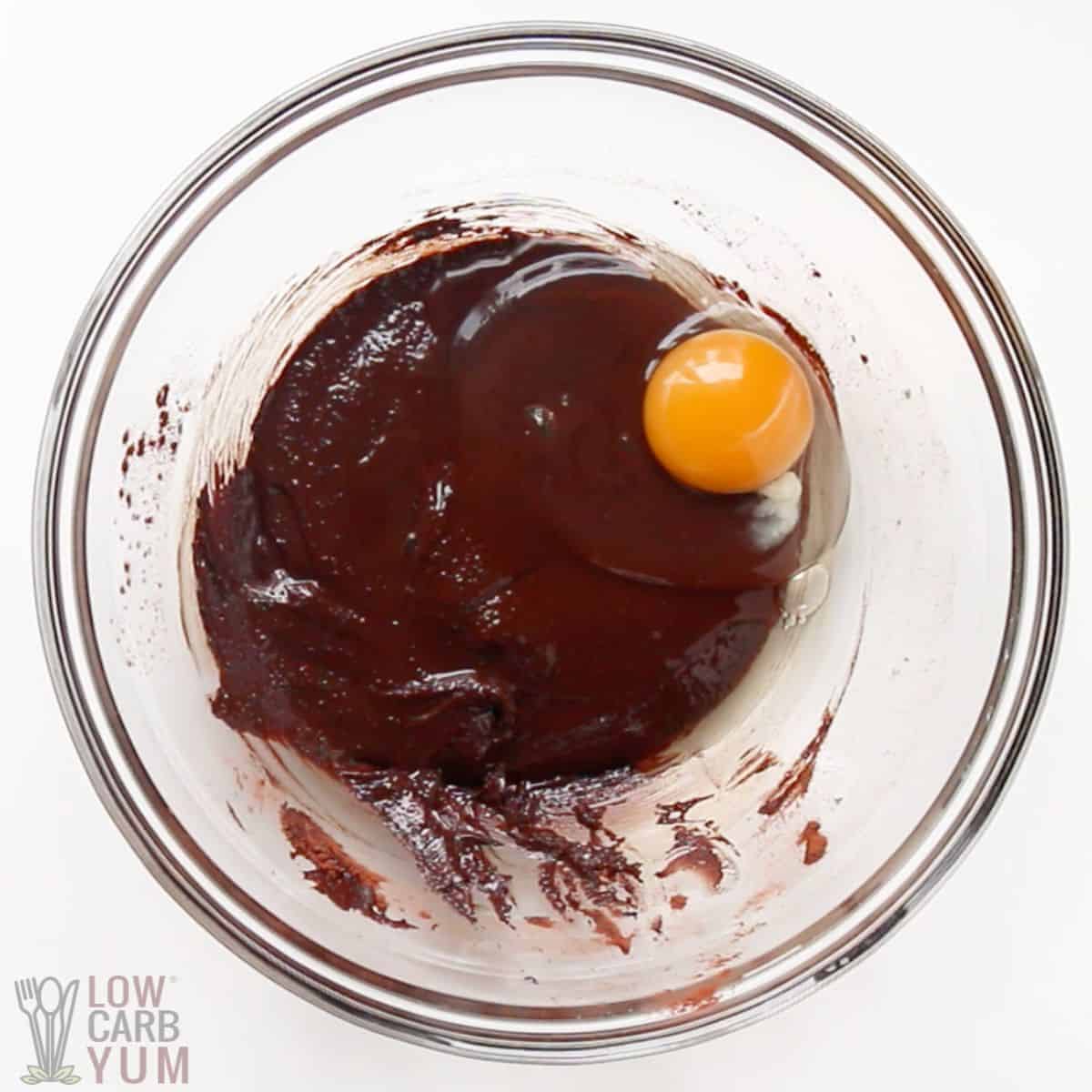 egg added to brownie batter.