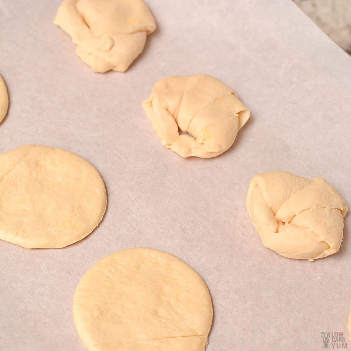 shaping the keto croissant dough.