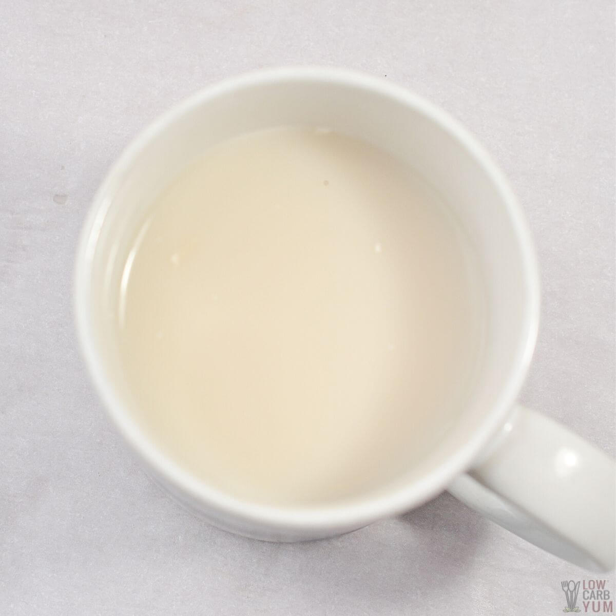 hot milk in mug.