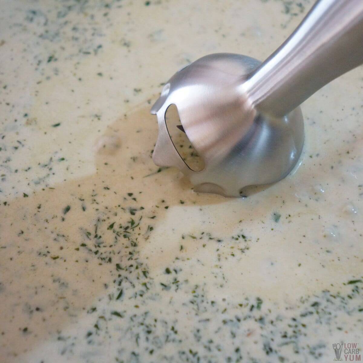 immersion blender in soup.