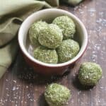 matcha keto protein balls featured image.