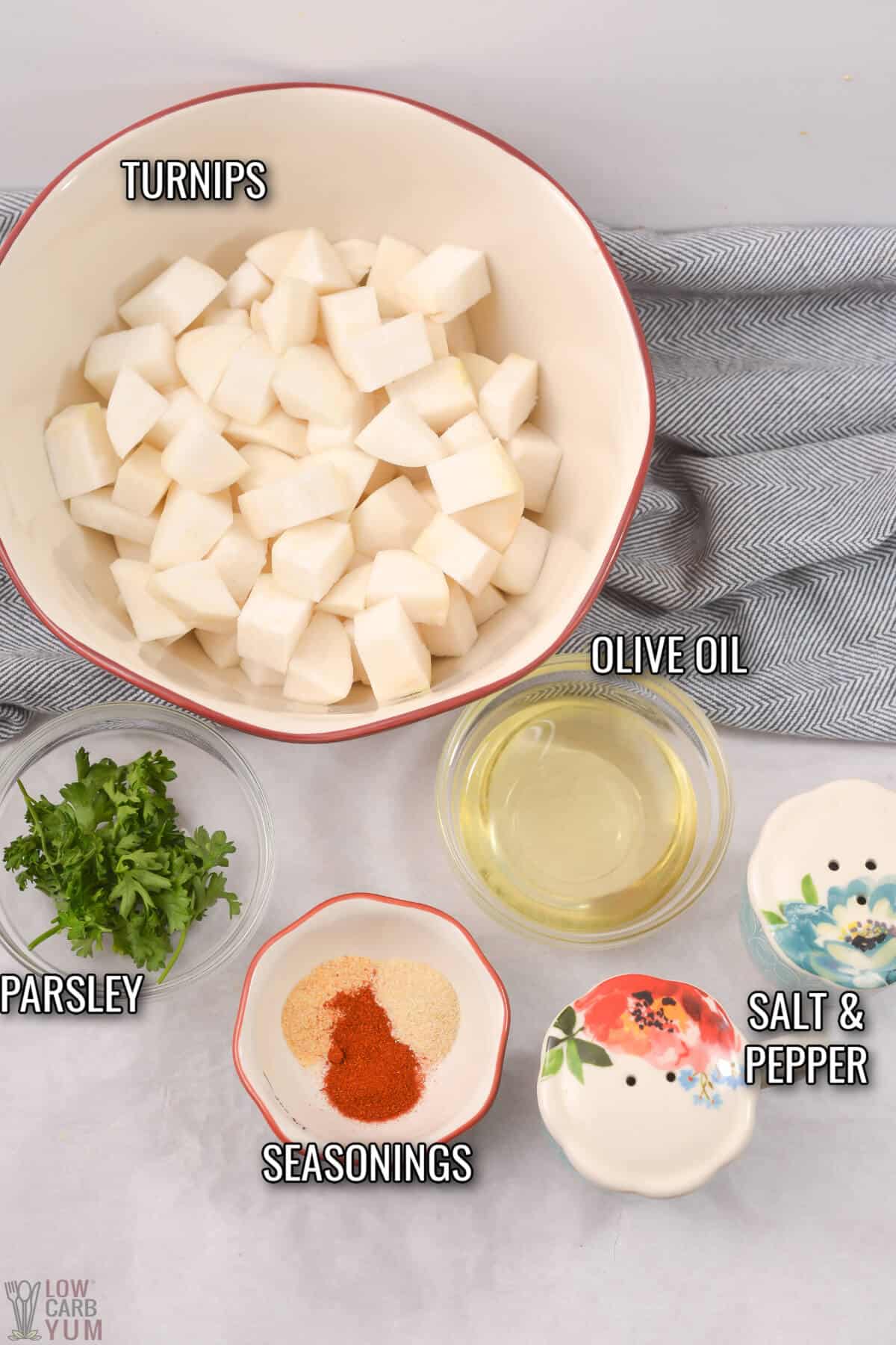 air fryer turnips recipe ingredients.