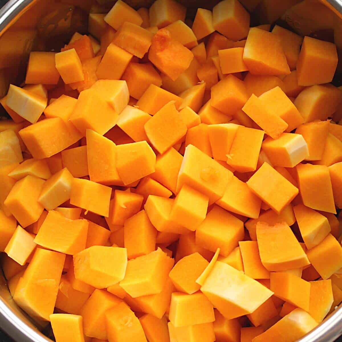 butternut squash cubed in instant pot.