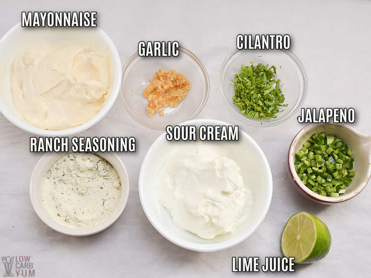 ingredients for the chuys jalapeno ranch recipe.