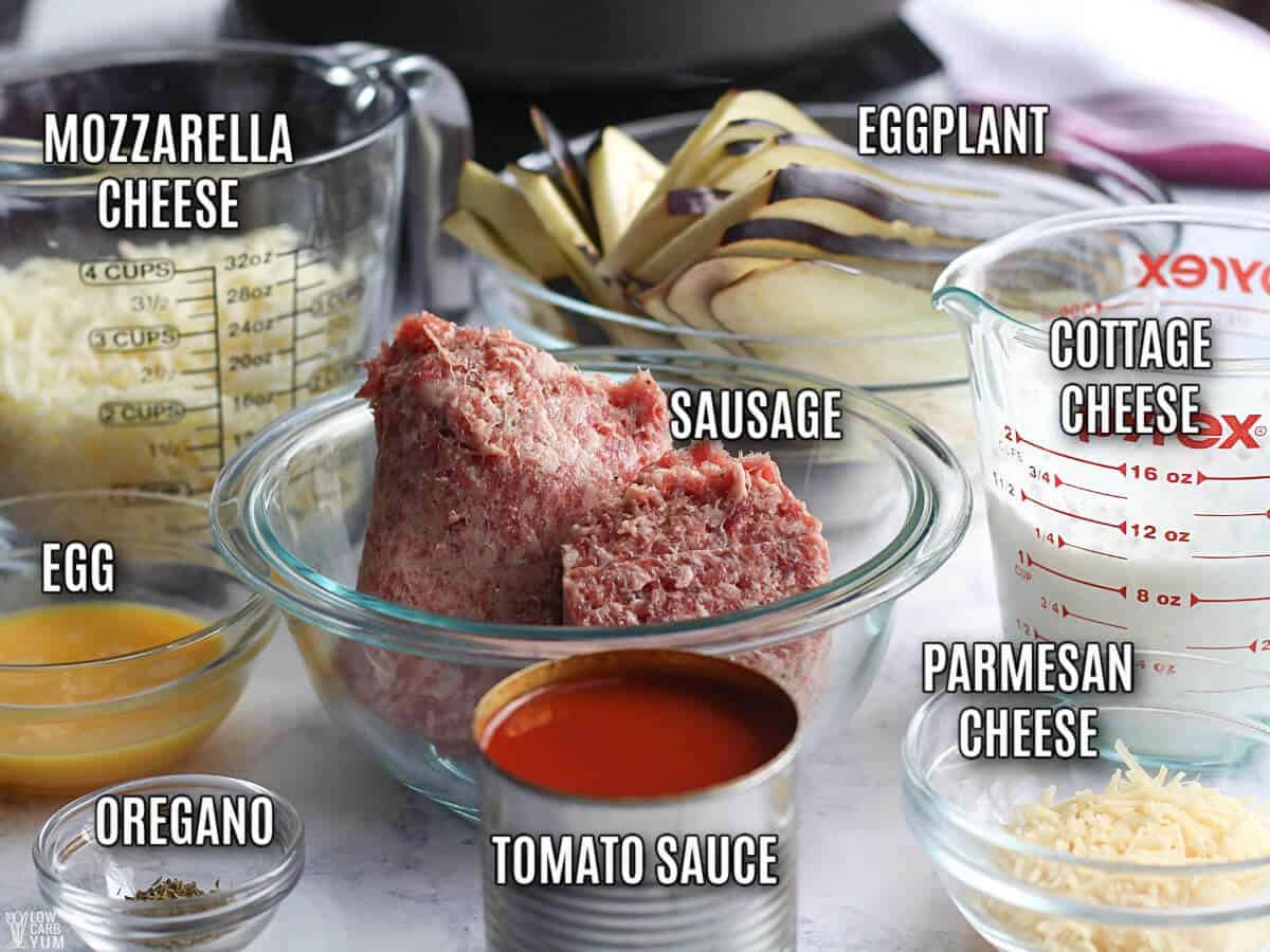ingredients for eggplant lasagna recipe.