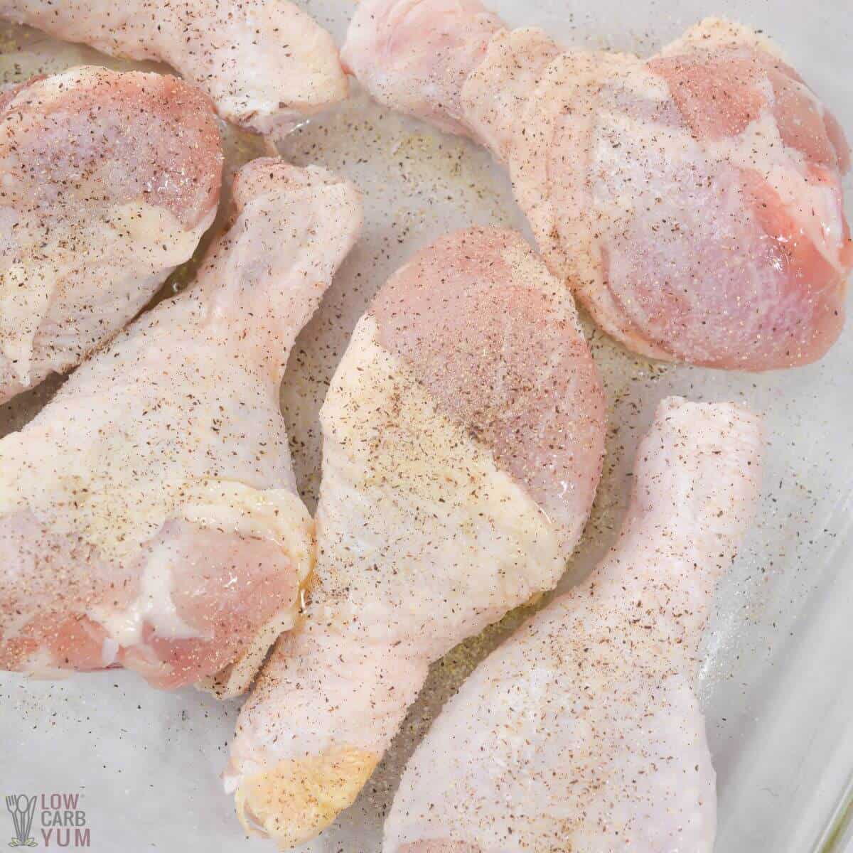 initial seasonings added to chicken legs.