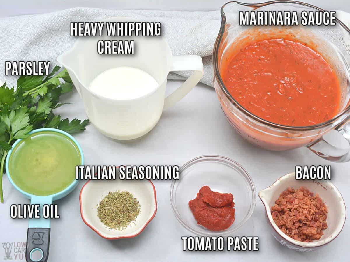 ingredients for keto tomato soup.