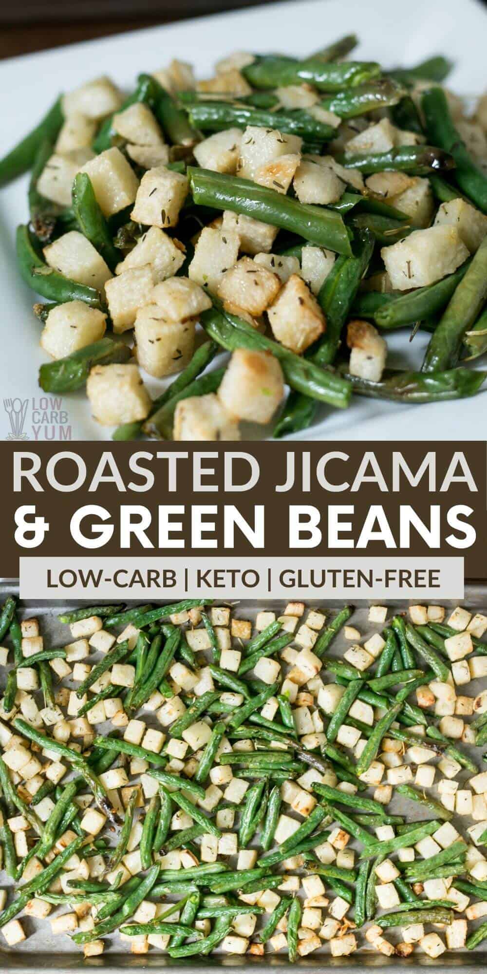roasted jicama and green beans pinterest image.