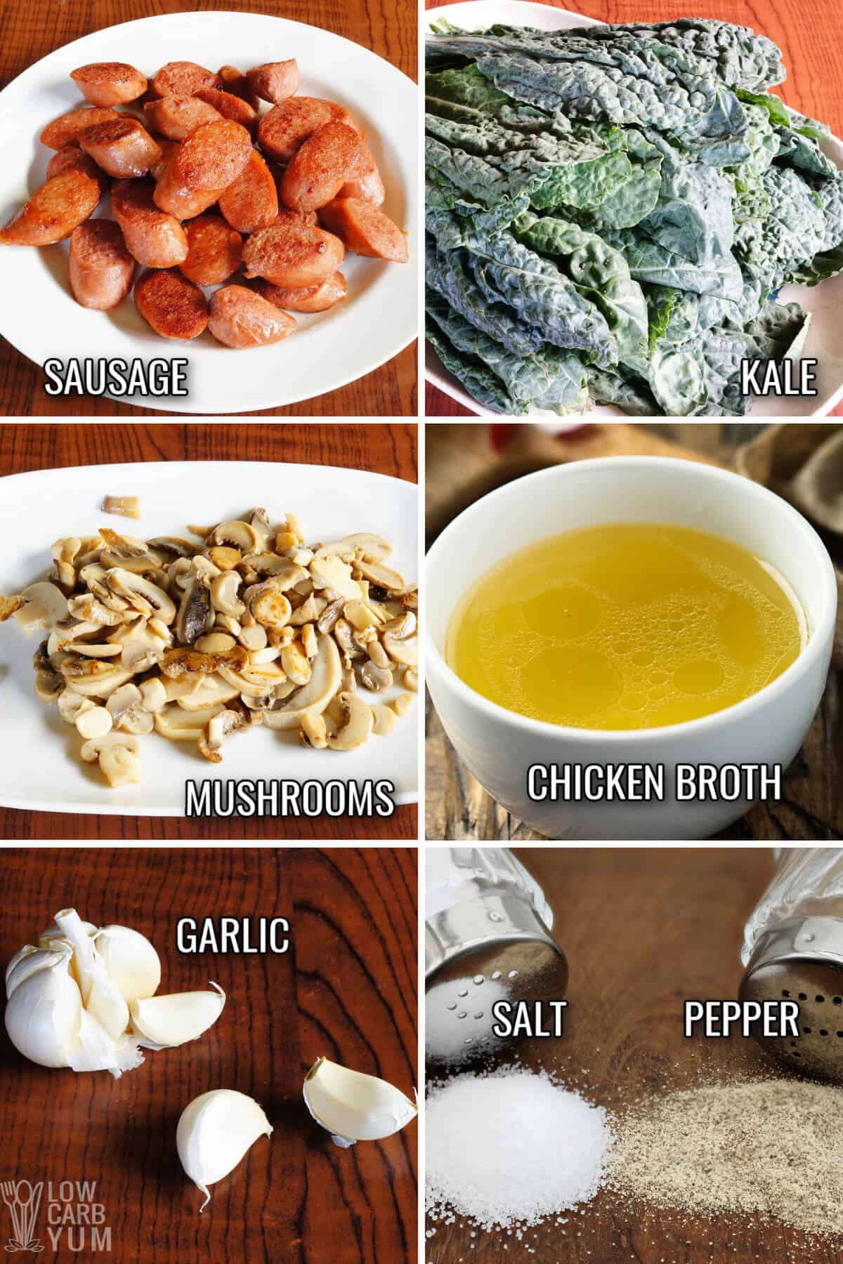 sausage kale soup recipe ingredients.