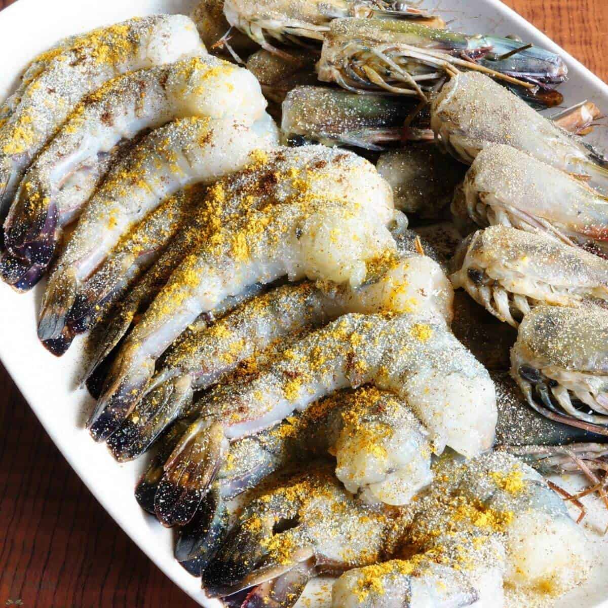 seasoned prawns.