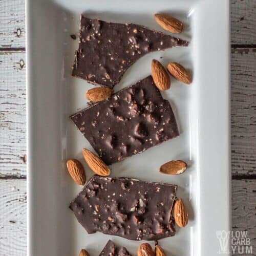 Dark Chocolate Almond Bark with Sea Salt - Low Carb Yum