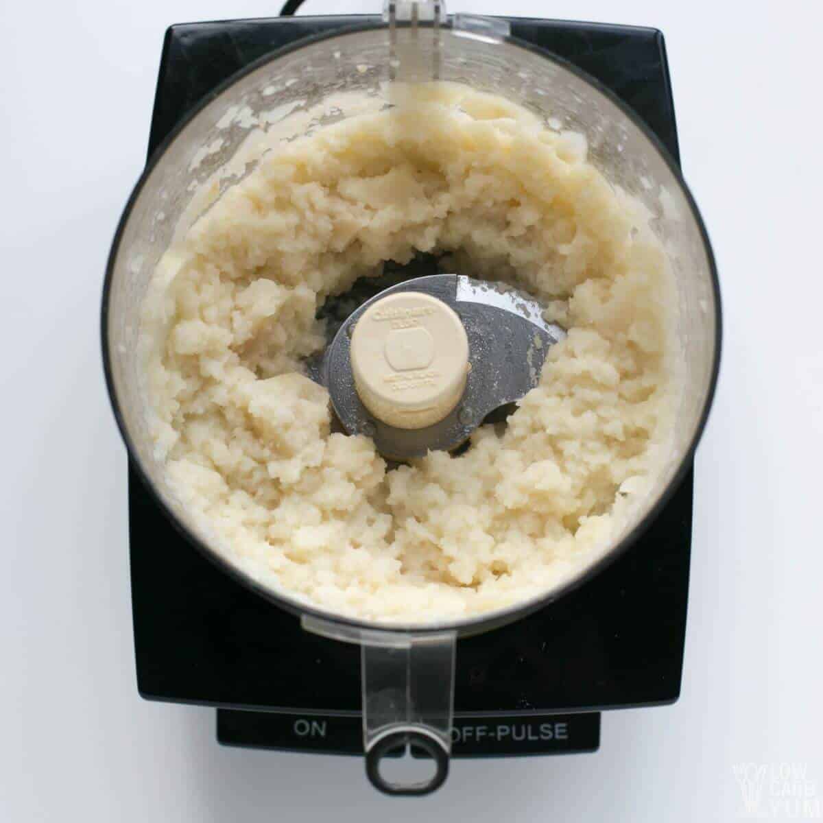 mashed turnips in food processor.