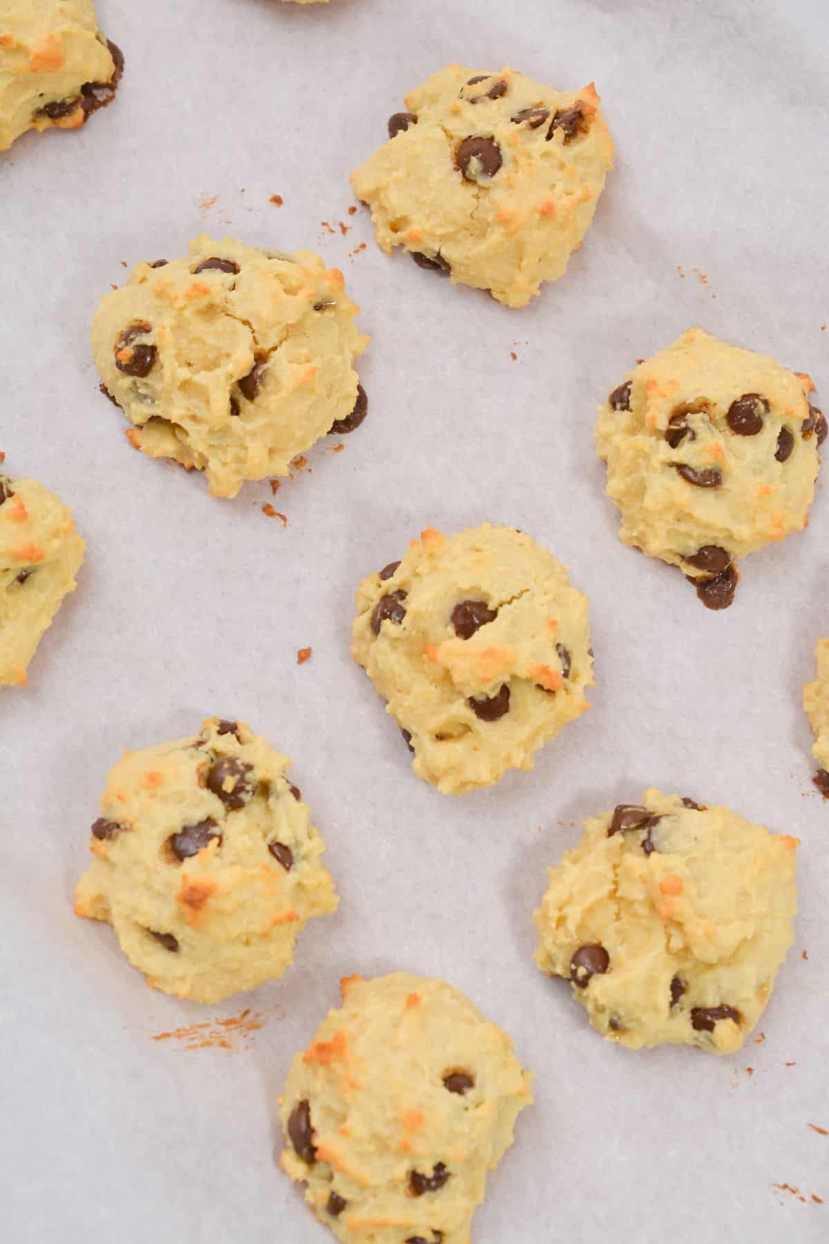 baked keto cookies on baking sheet