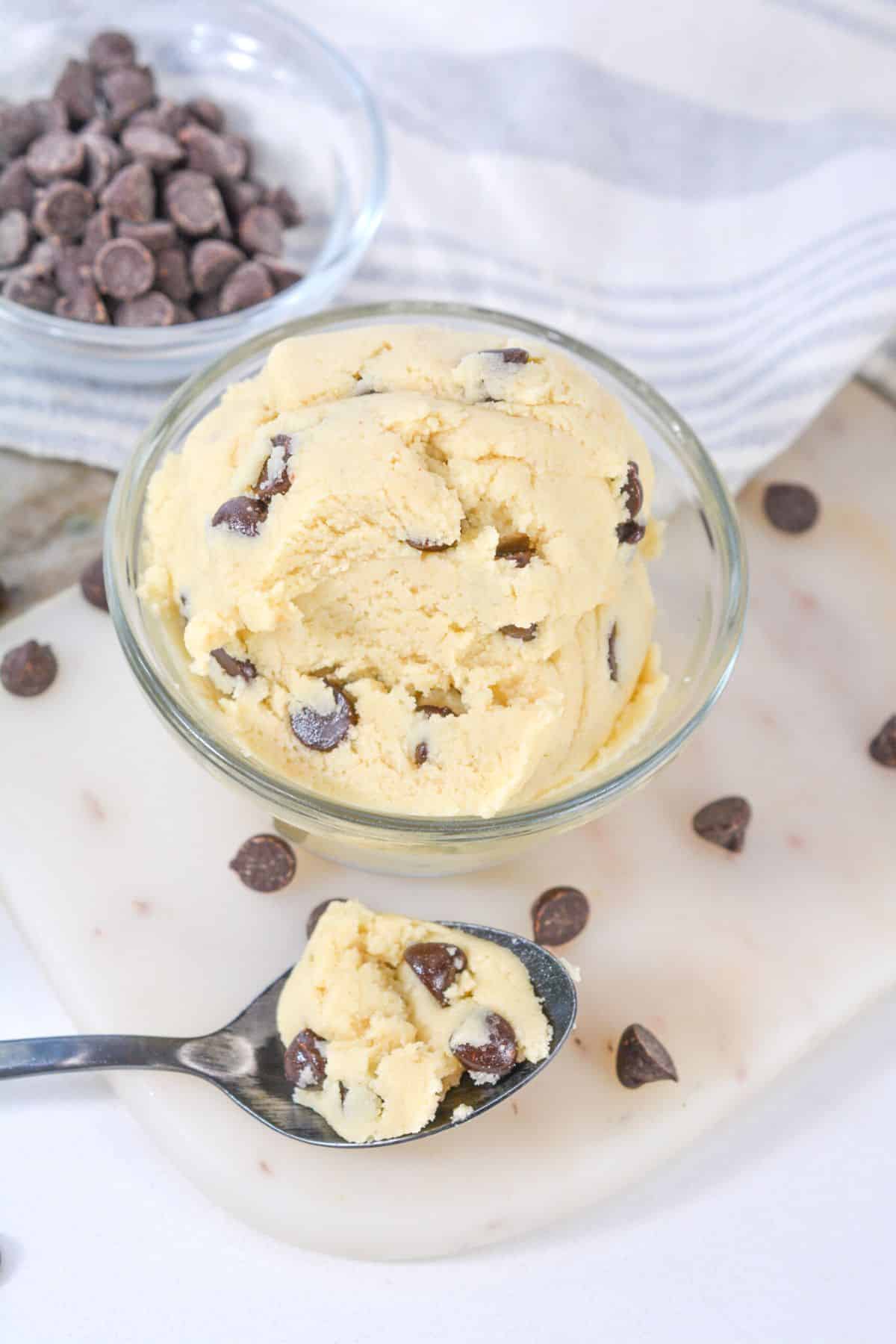 keto protein cookie dough in a bowl