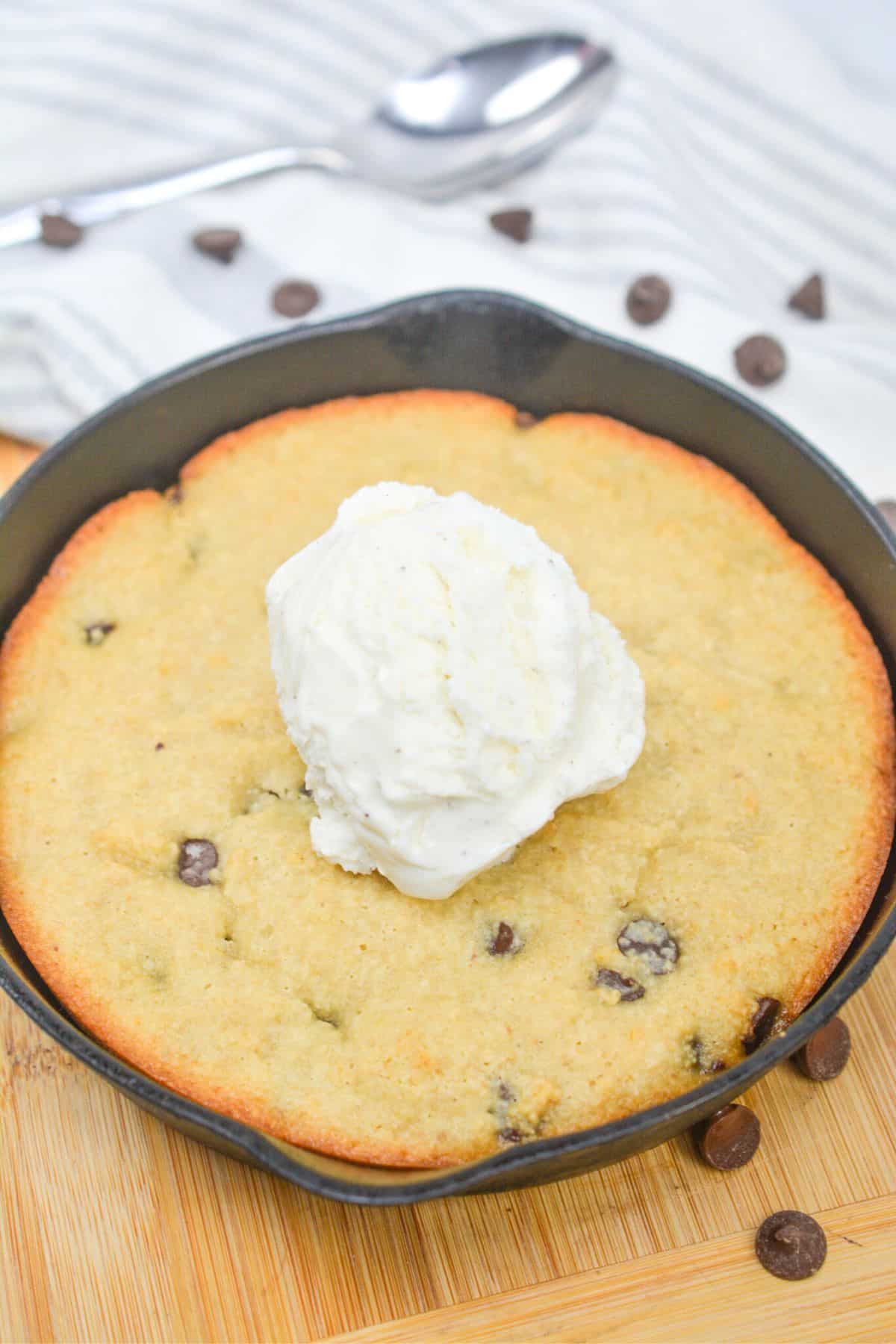 keto mini skillet cookie with ice cream