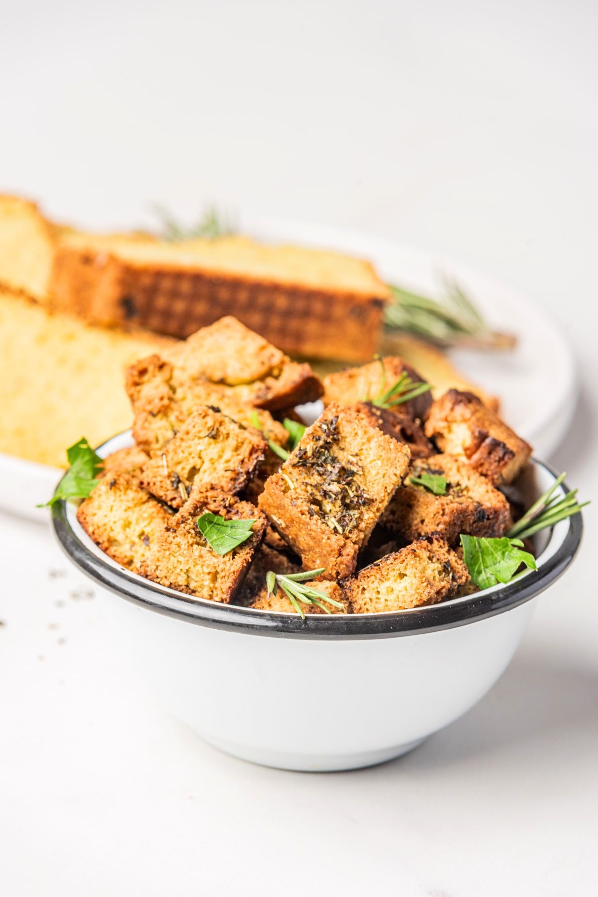 homemade croutons in a bowl