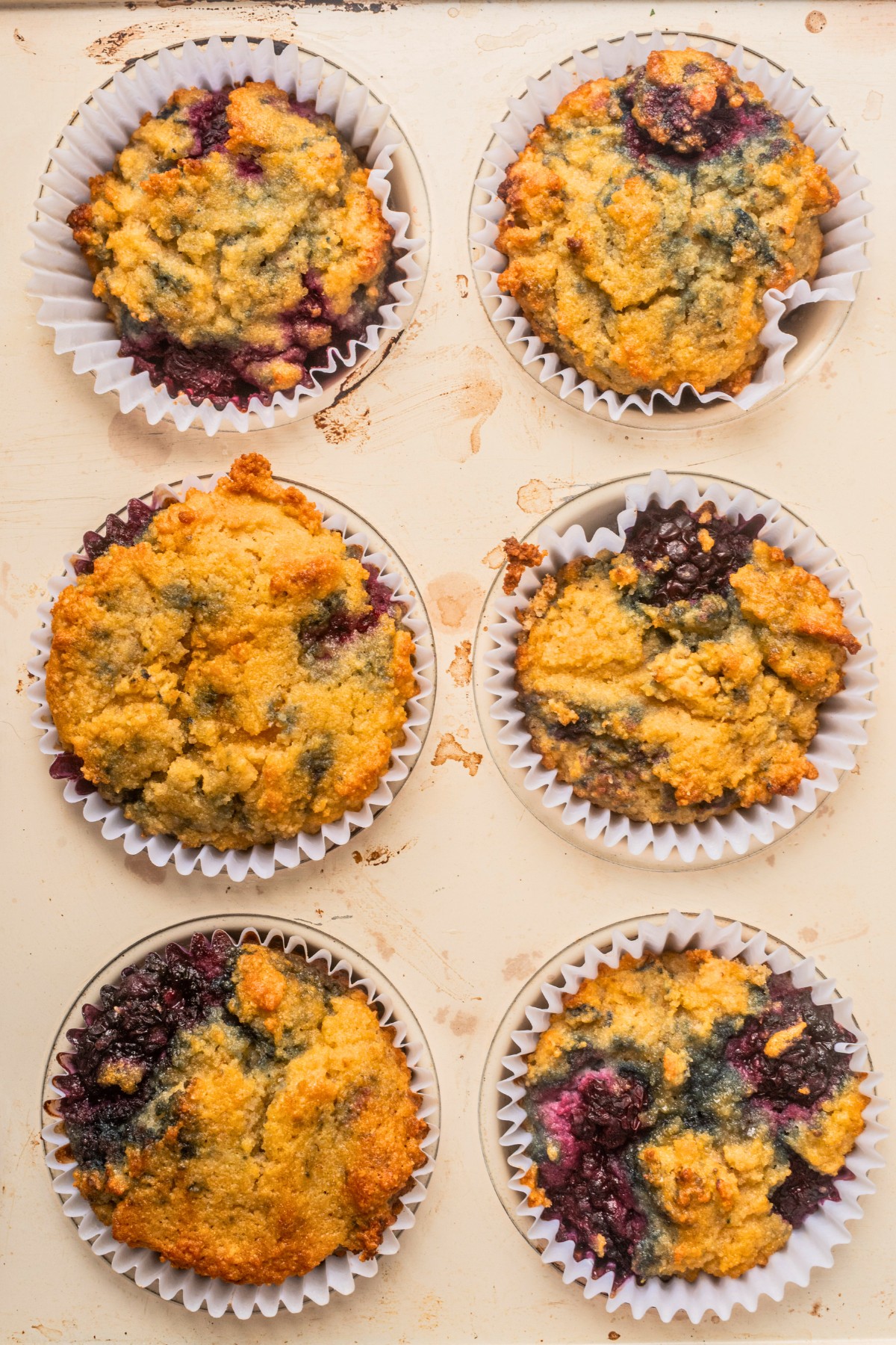 baked berry muffins in a muffin tin