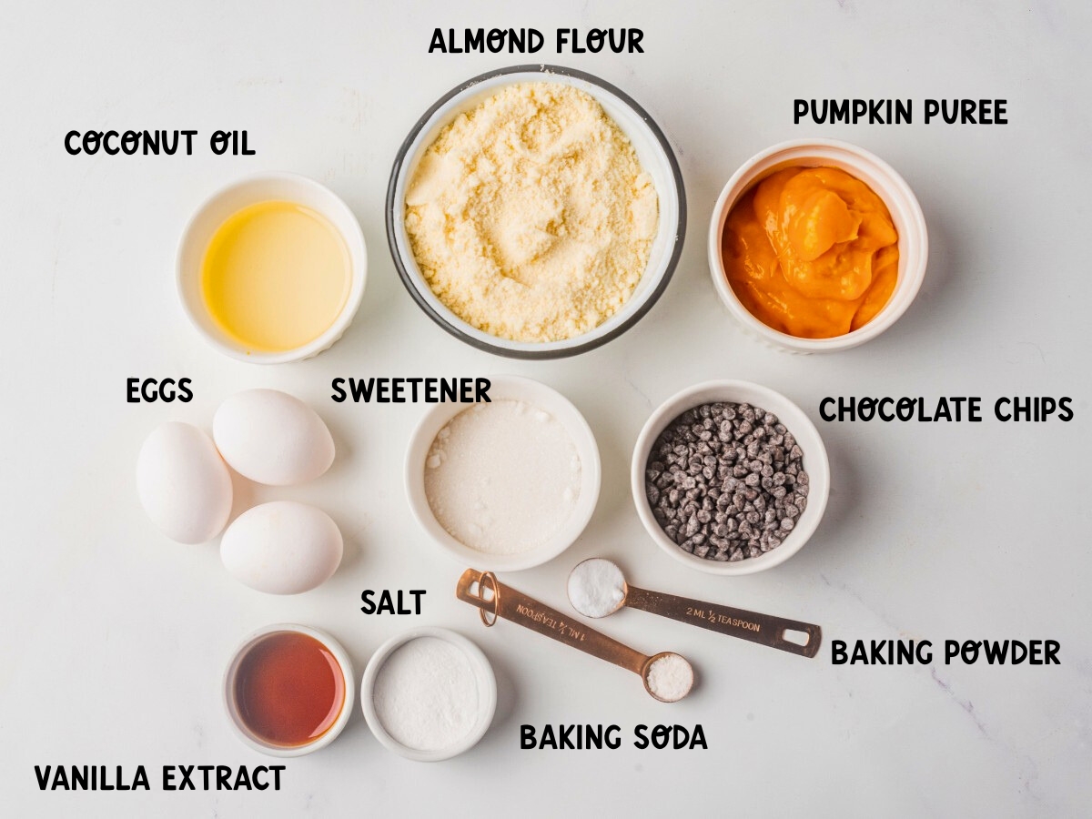 ingredients needed for pumpkin chocolate chip muffins