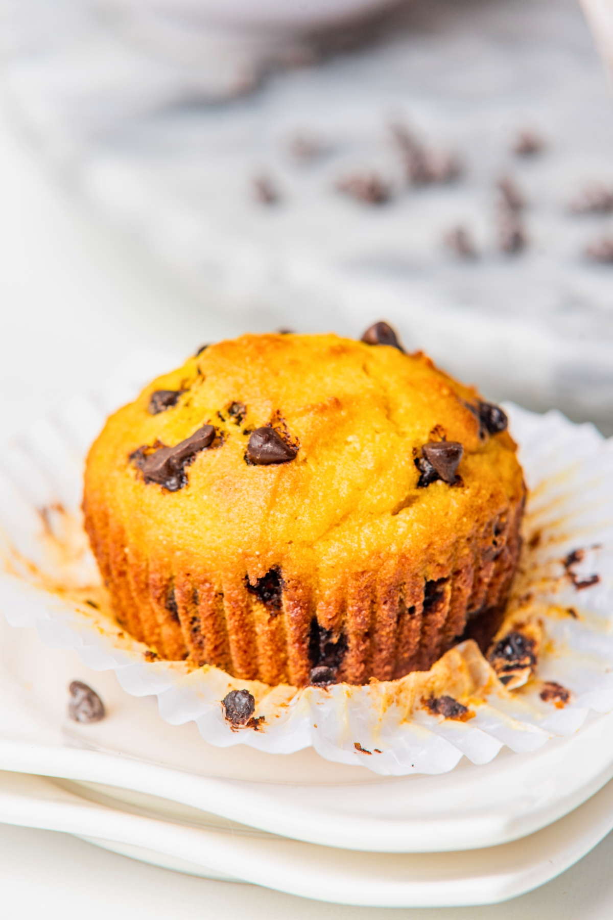 closeup of keto pumpkin muffin