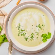 overhead shot of cream of celery recipe