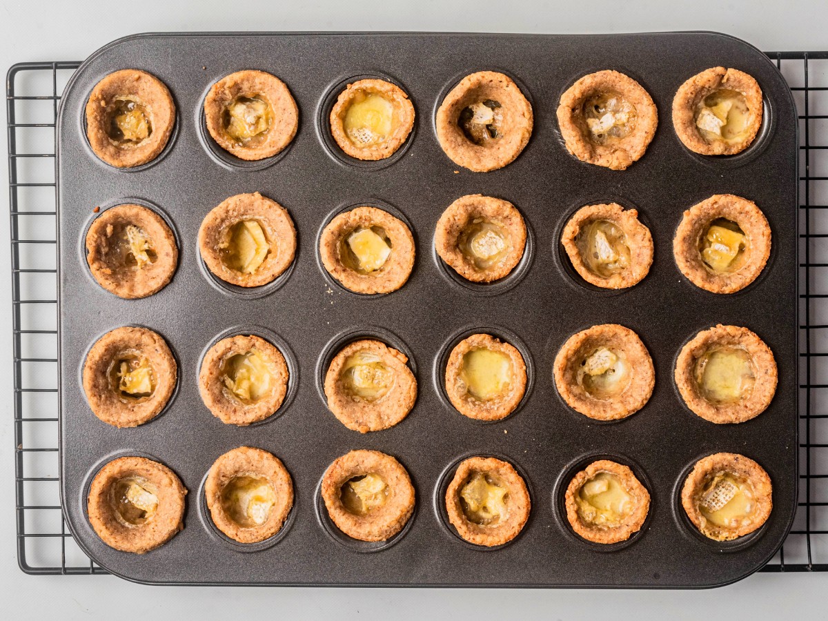 baked Brie cups in a mini muffin tin