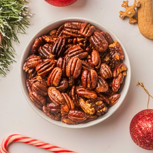 keto candied pecans in a bowl