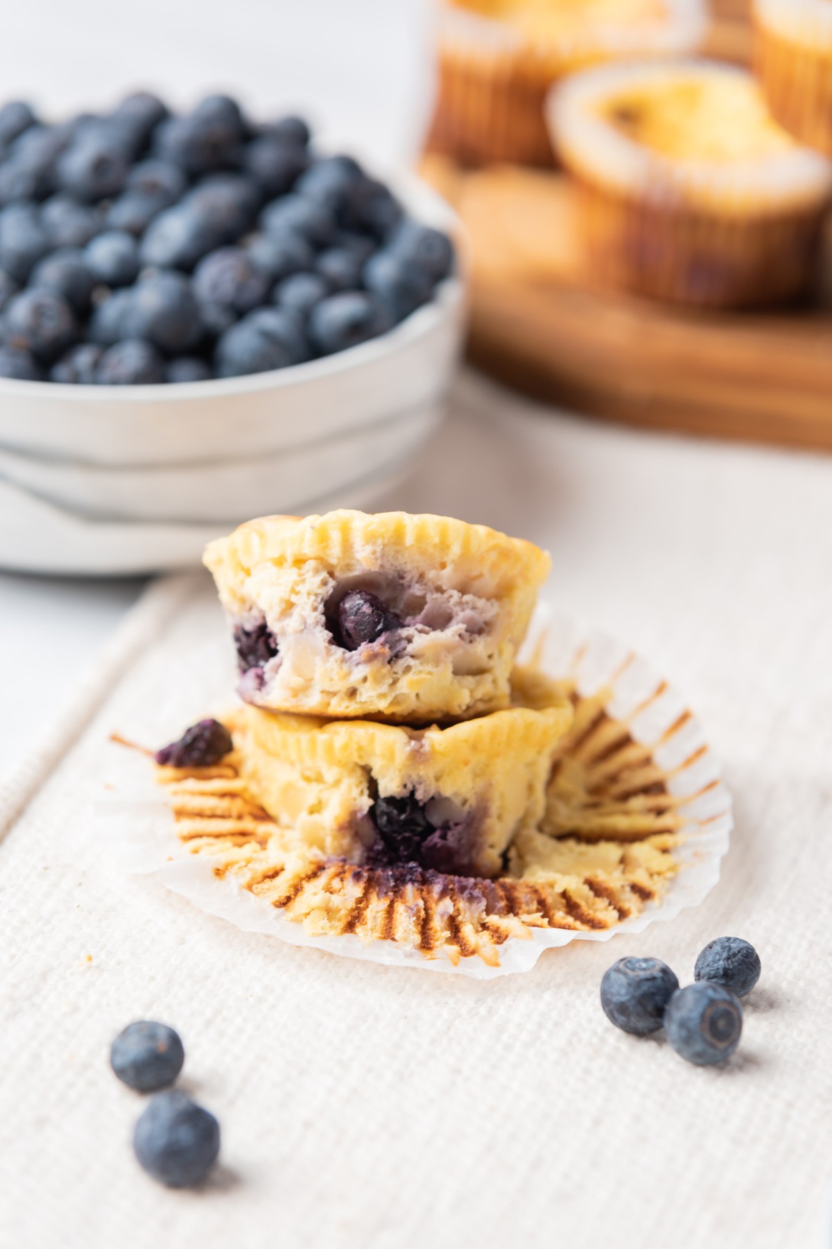 stacked blueberry cream cheese muffins