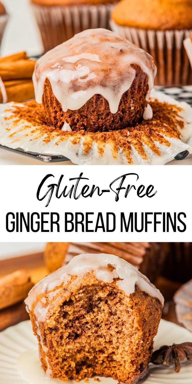 gluten free gingerbread muffin topped with icing pin