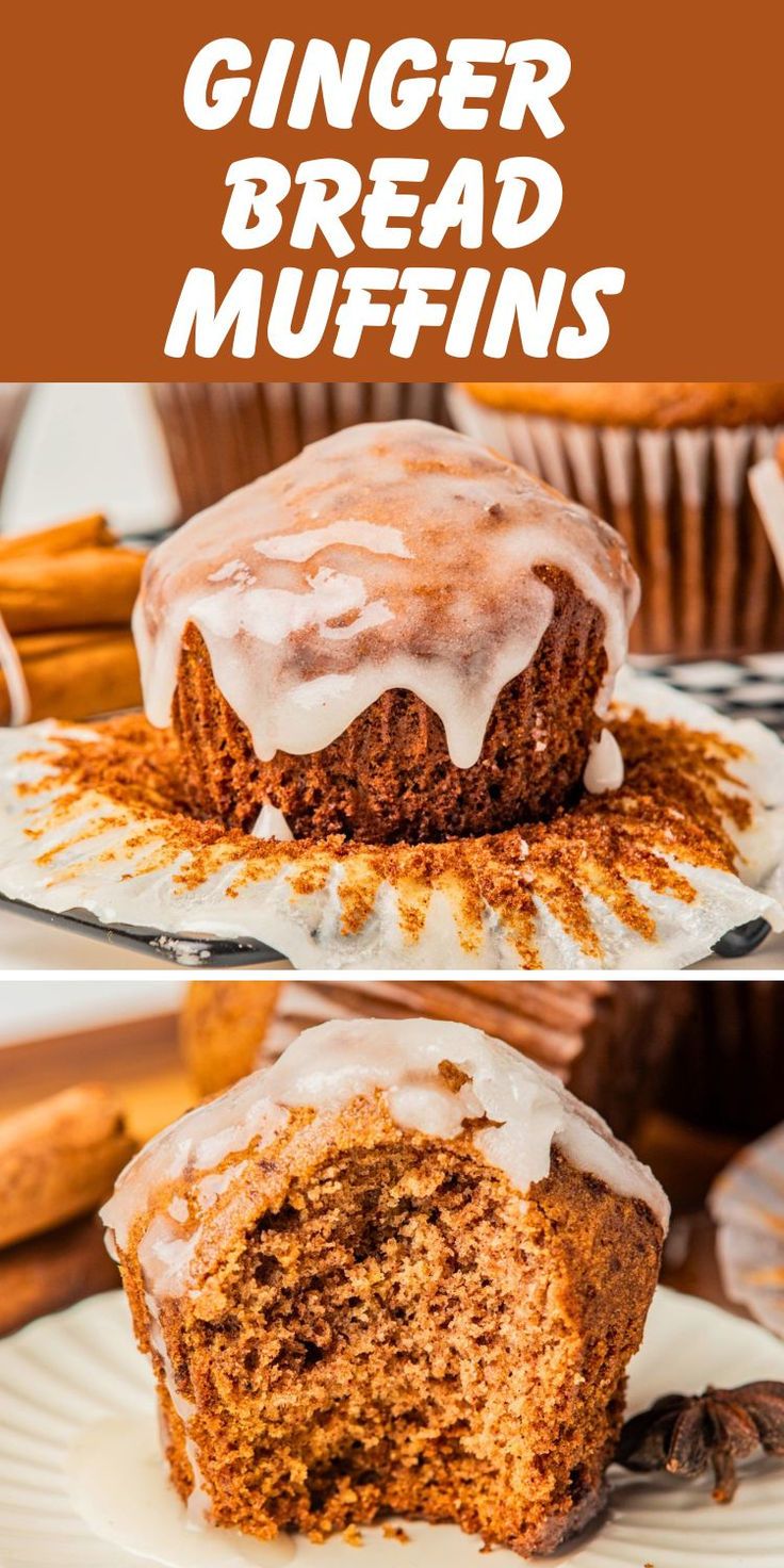 gluten free healthy gingerbread muffin with icing