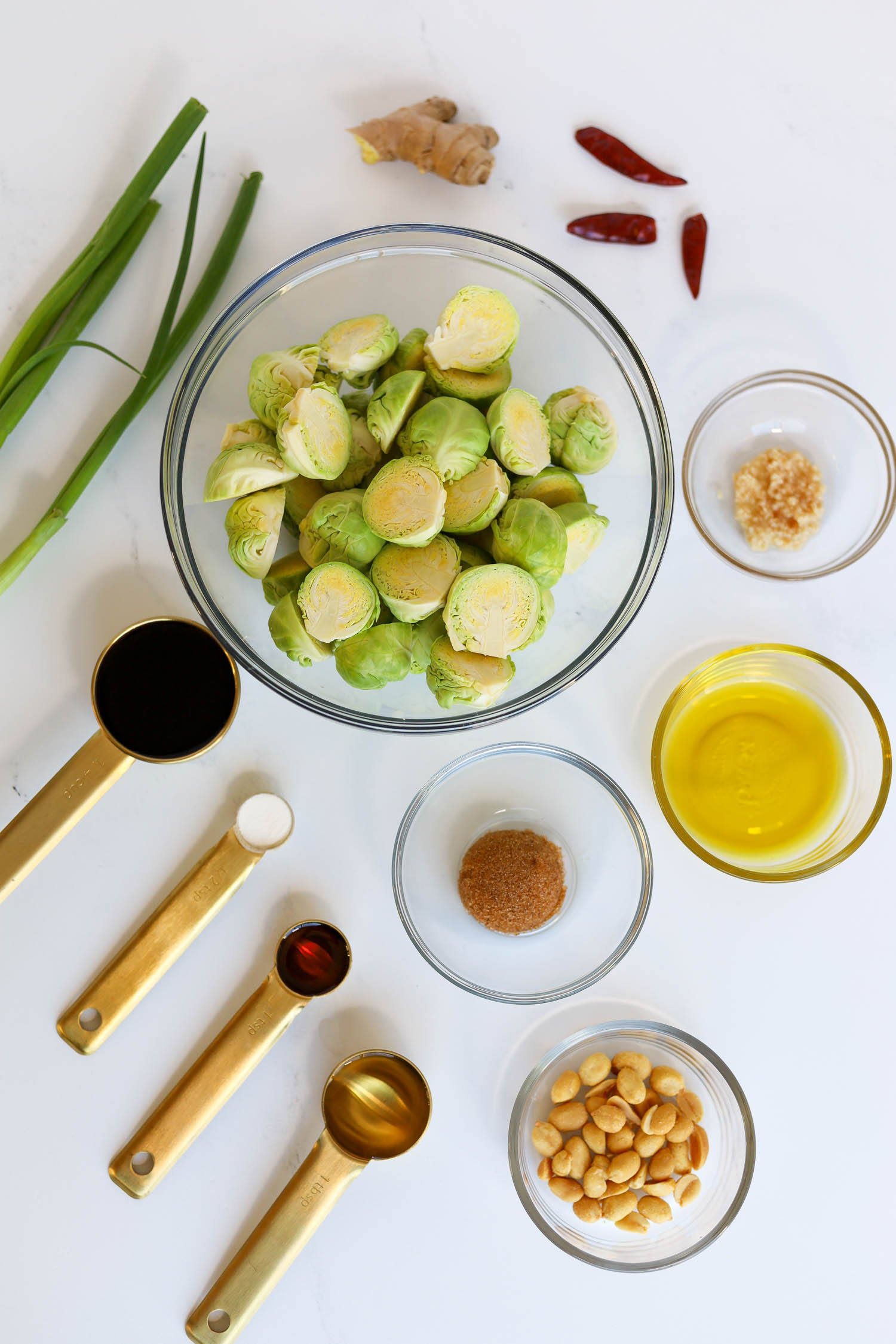 ingredients needed to make kung pao brussel sprouts 