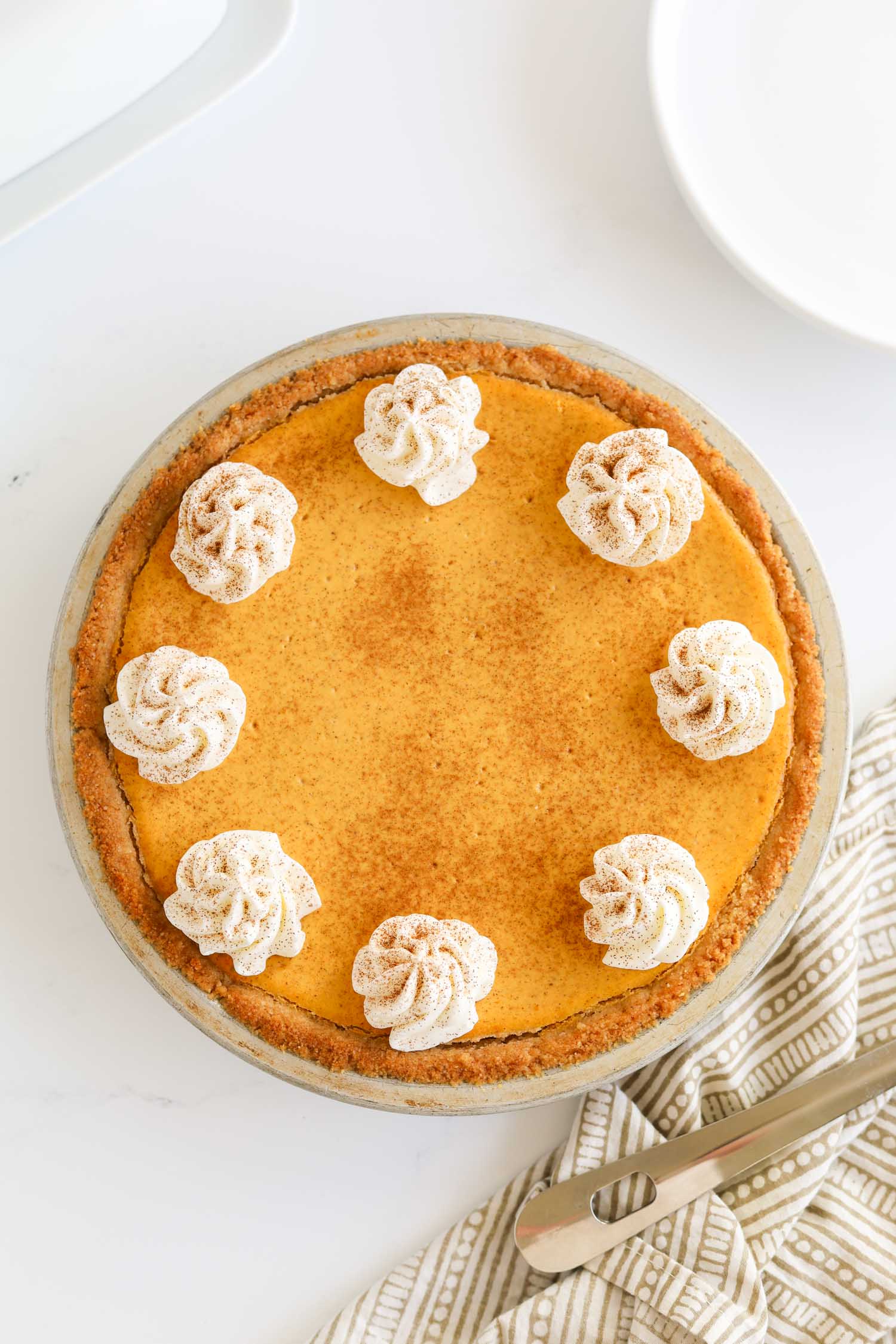 Low Carb pumpkin Pie cheesecake with whipped cream 